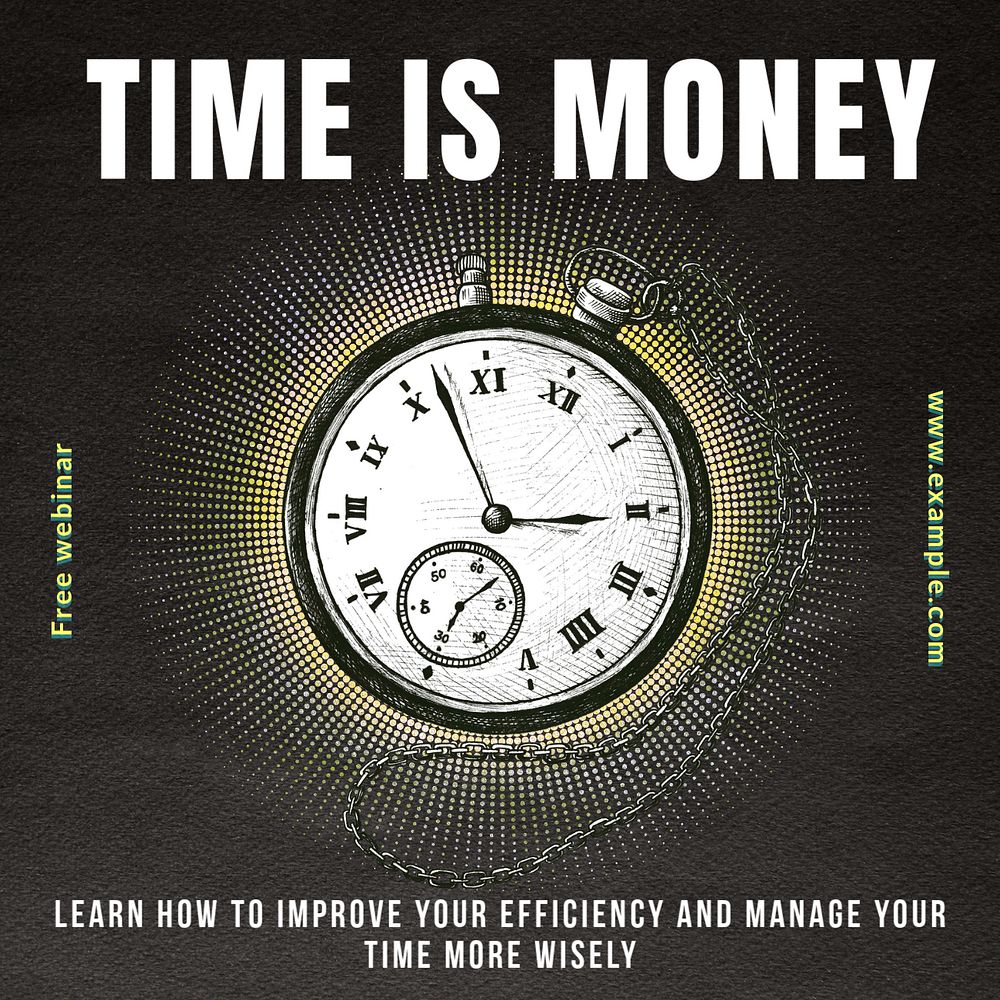 Time is money post template, editable social media design