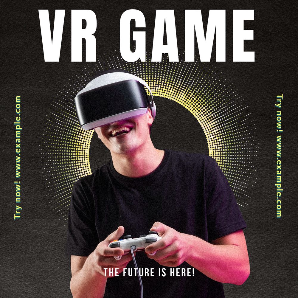 VR game social post template, editable design for Instagram