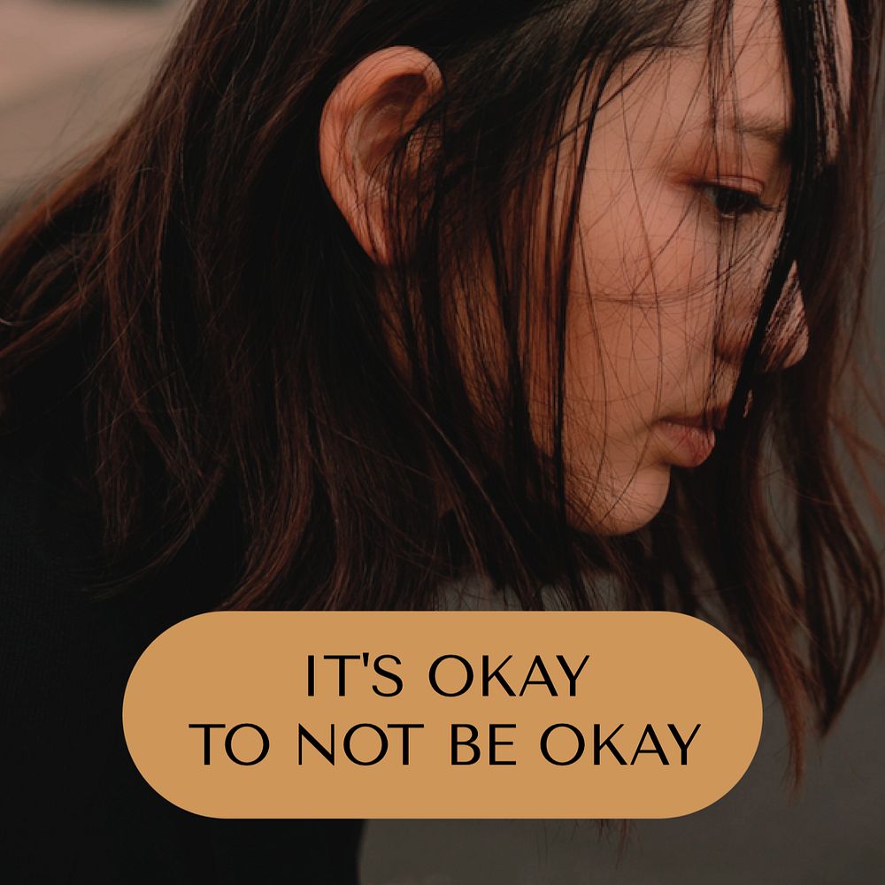 It's ok to not be ok Instagram post template, editable text