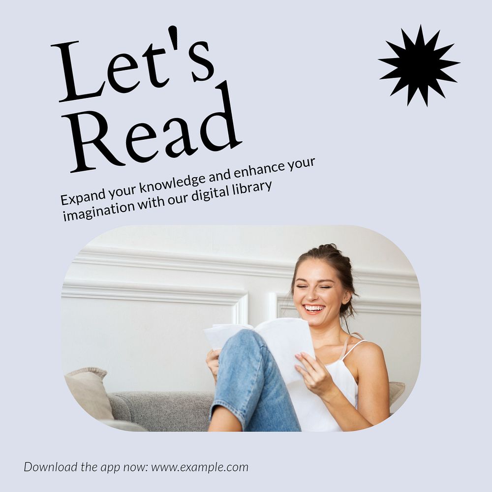 Reading & library Facebook post template, editable design