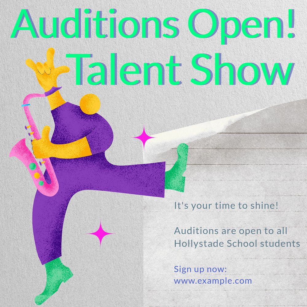 Talent show Instagram post template, editable text