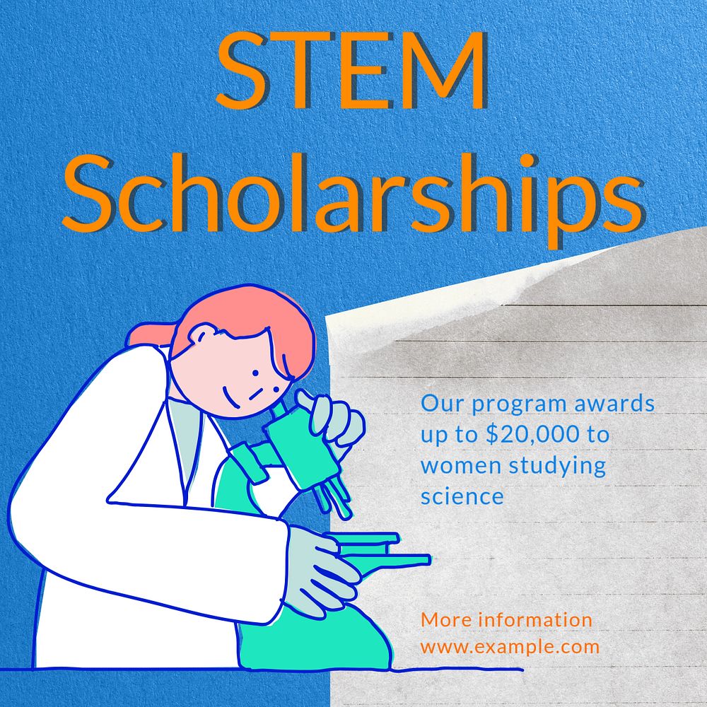 STEM scholarships women post template, editable social media design