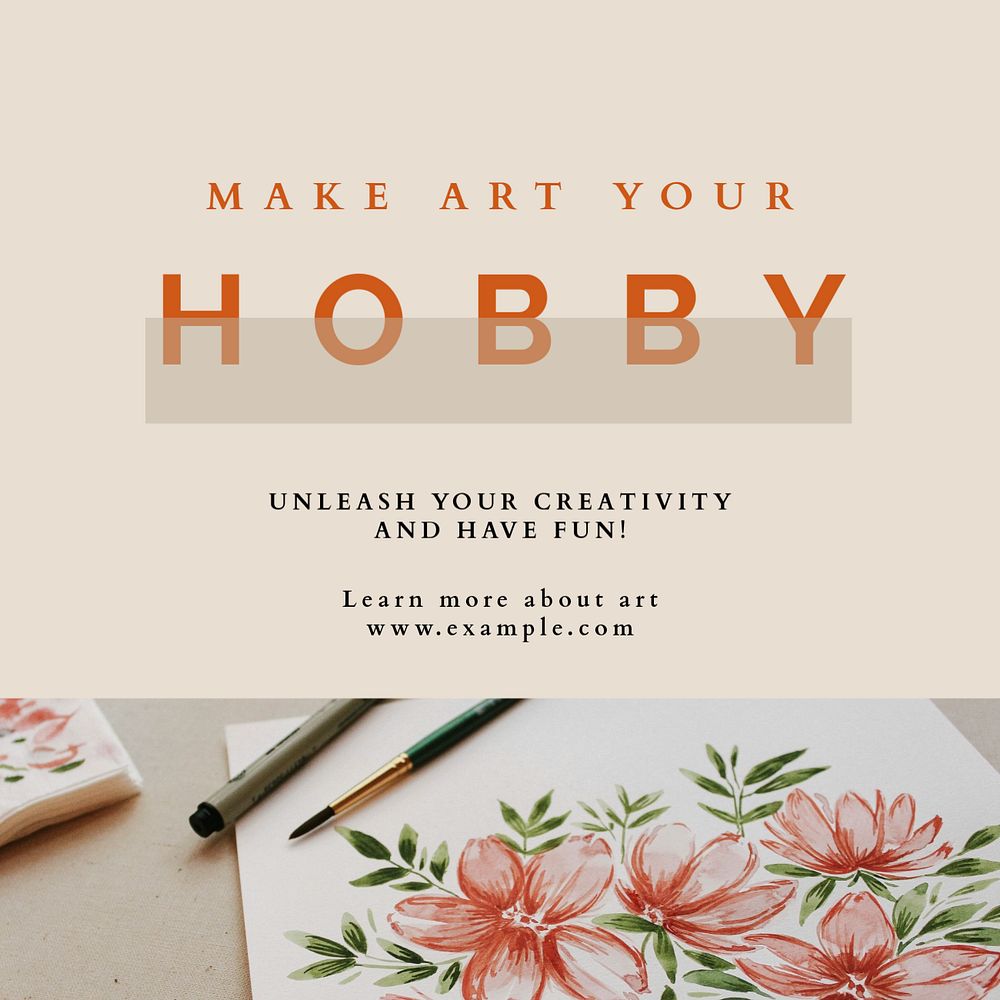 Make Art Your Hobby Instagram post template, editable text