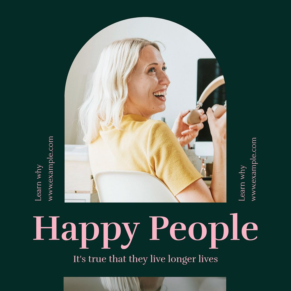 Happy people Instagram post template, editable social media design