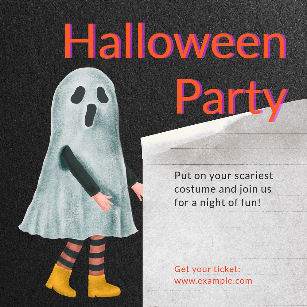 Halloween party Instagram post template, editable text