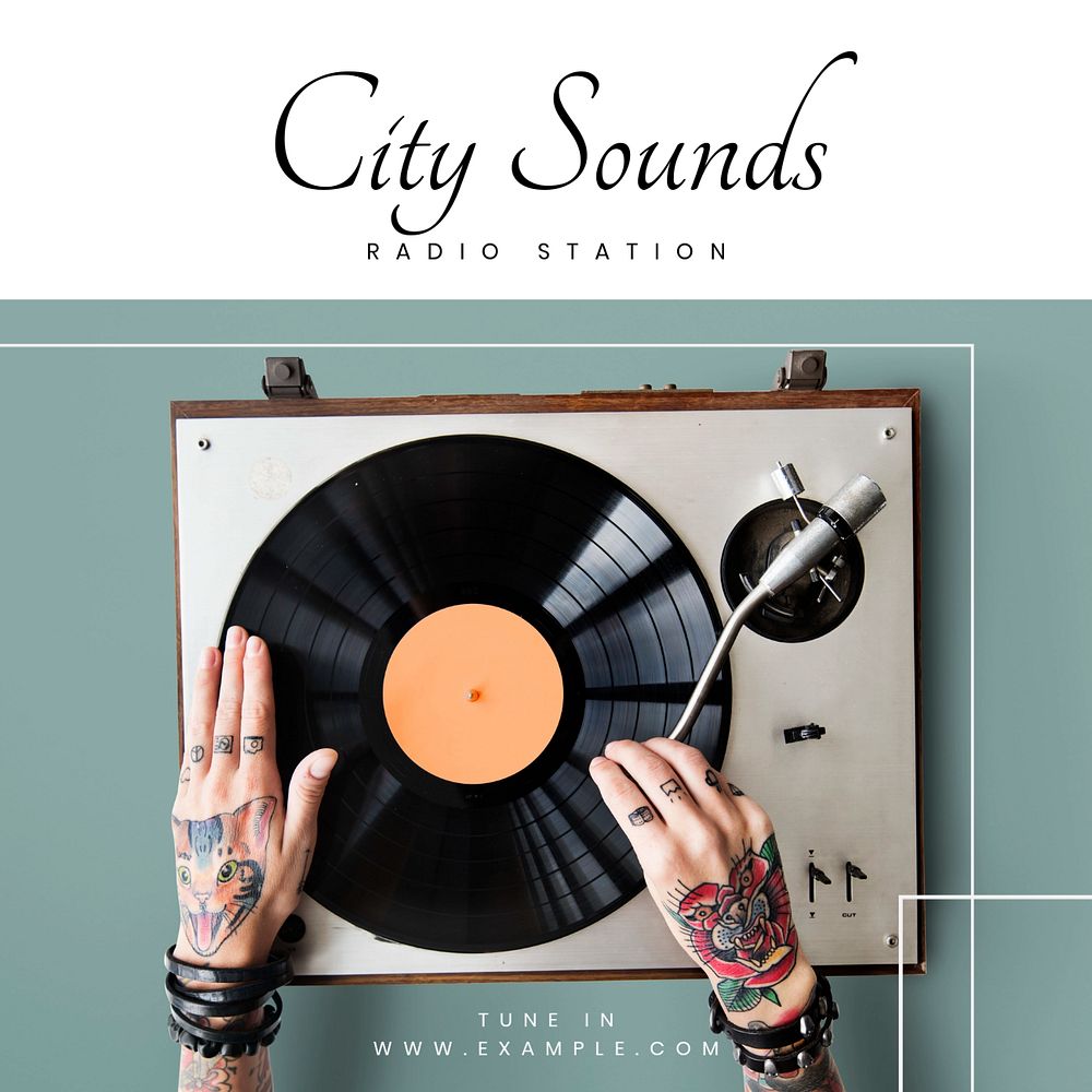 City sounds Instagram post template, editable text