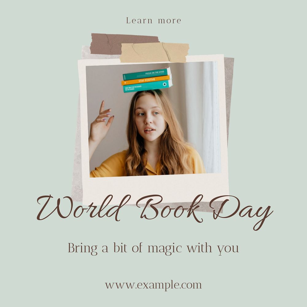 World book day Instagram post template, editable social media design