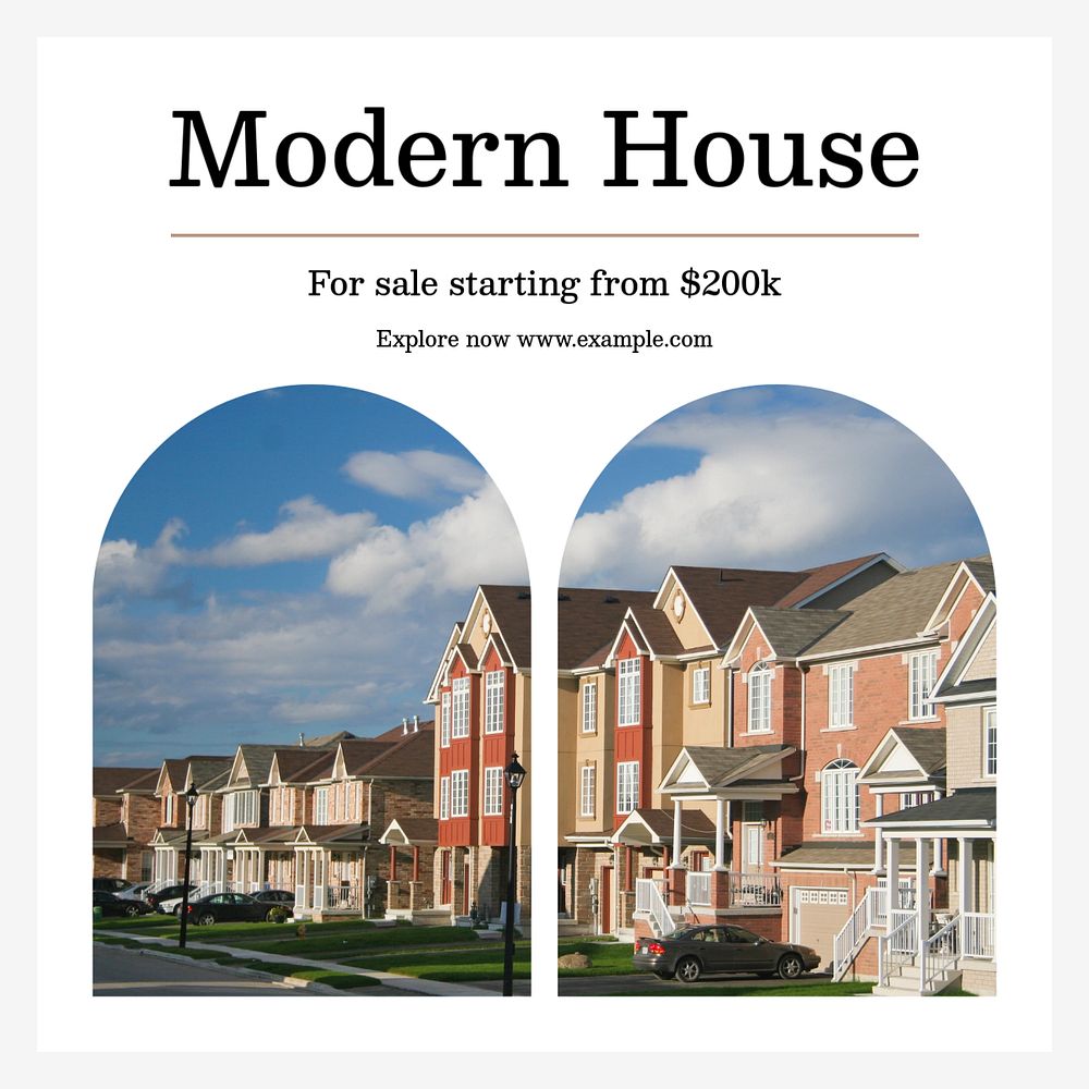 Modern house Instagram post template, editable text