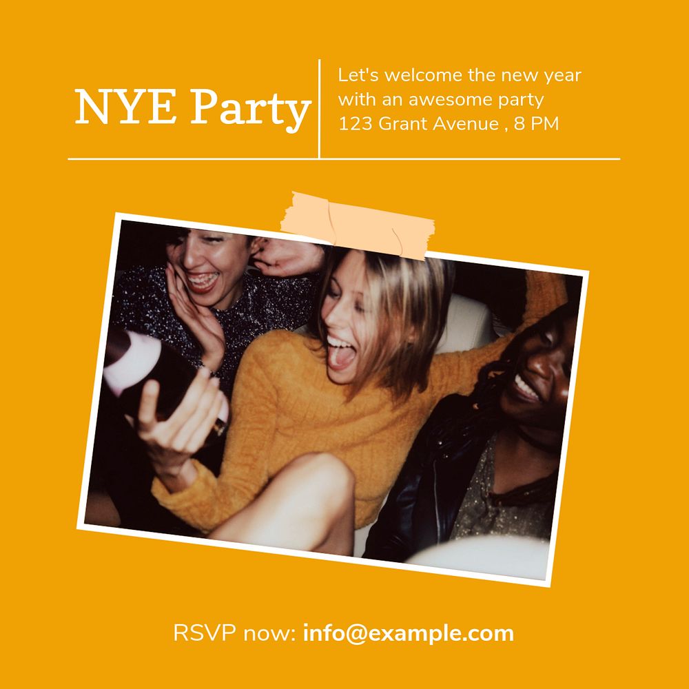 New year party Instagram post template, editable social media ad