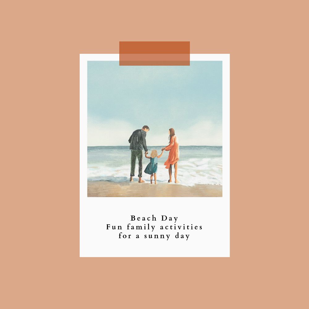 Beach day Instagram post template, editable text