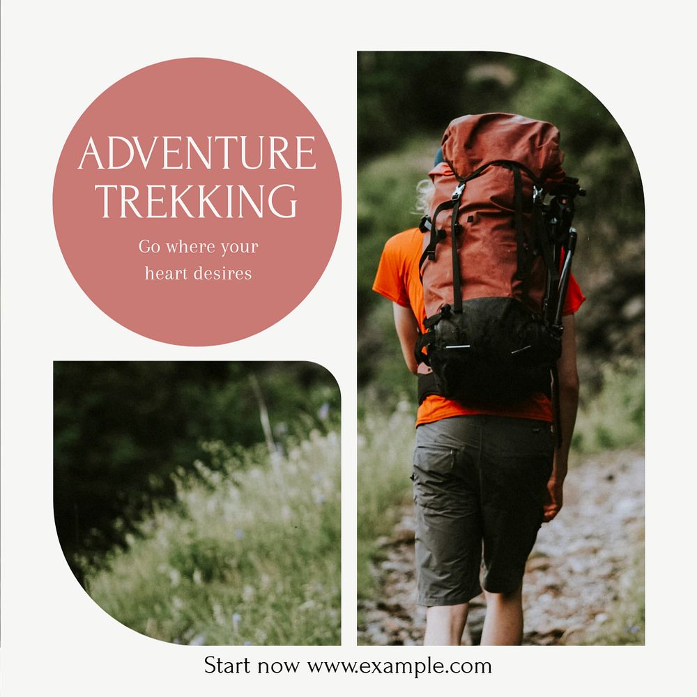 Adventure trekking Instagram post template, editable social media design