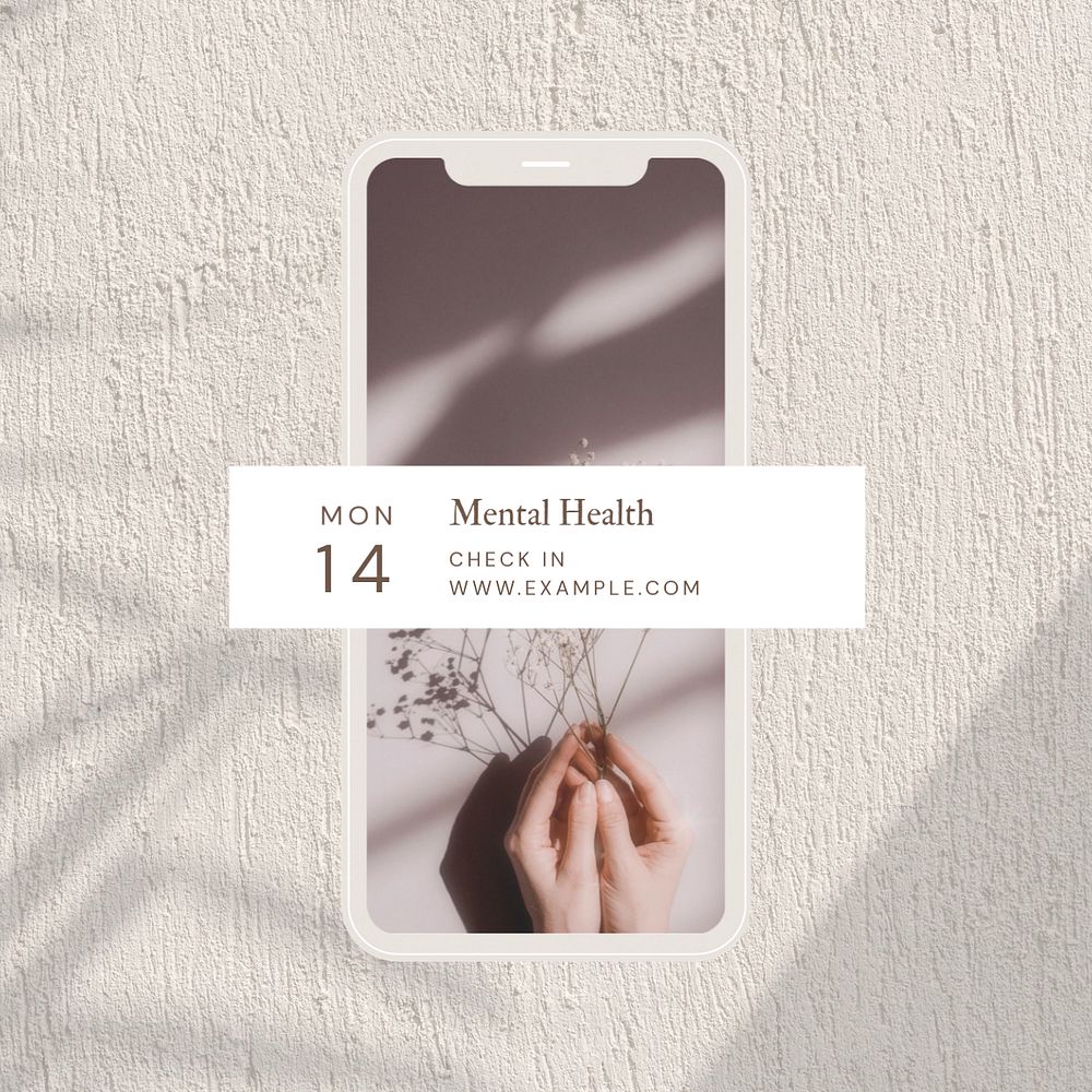 Mental health Instagram post template, editable text