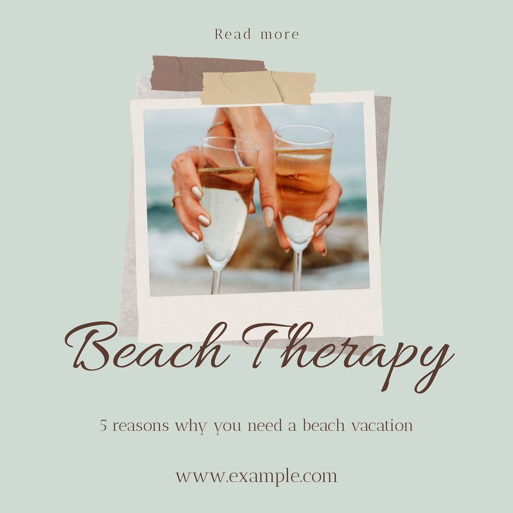 Beach therapy Instagram post template, editable social media design