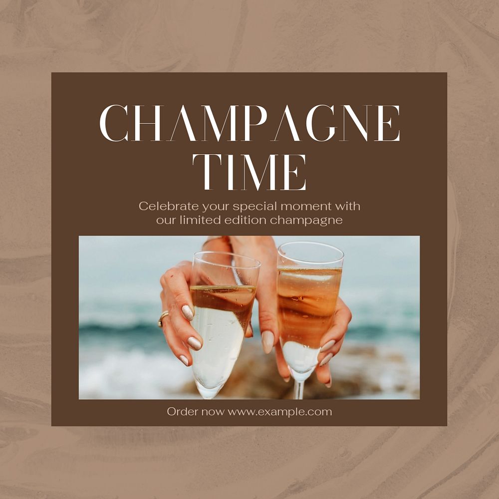 Champagne time Instagram post template, editable social media design