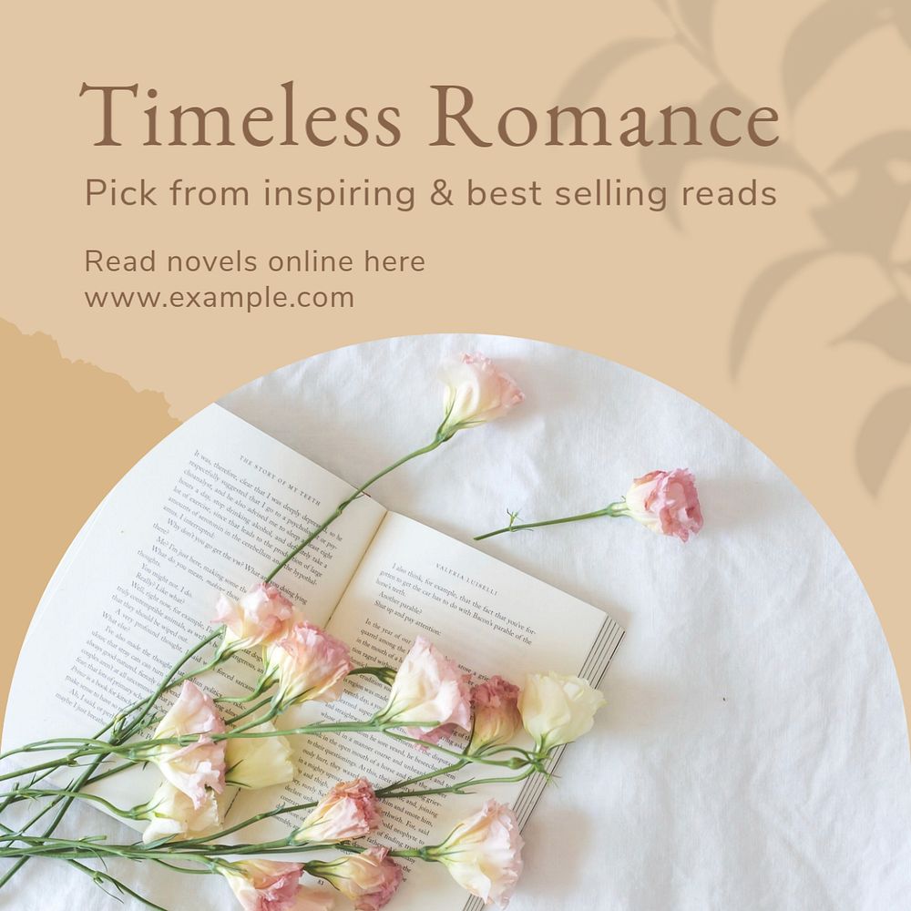 Romance novel Instagram post template, editable design