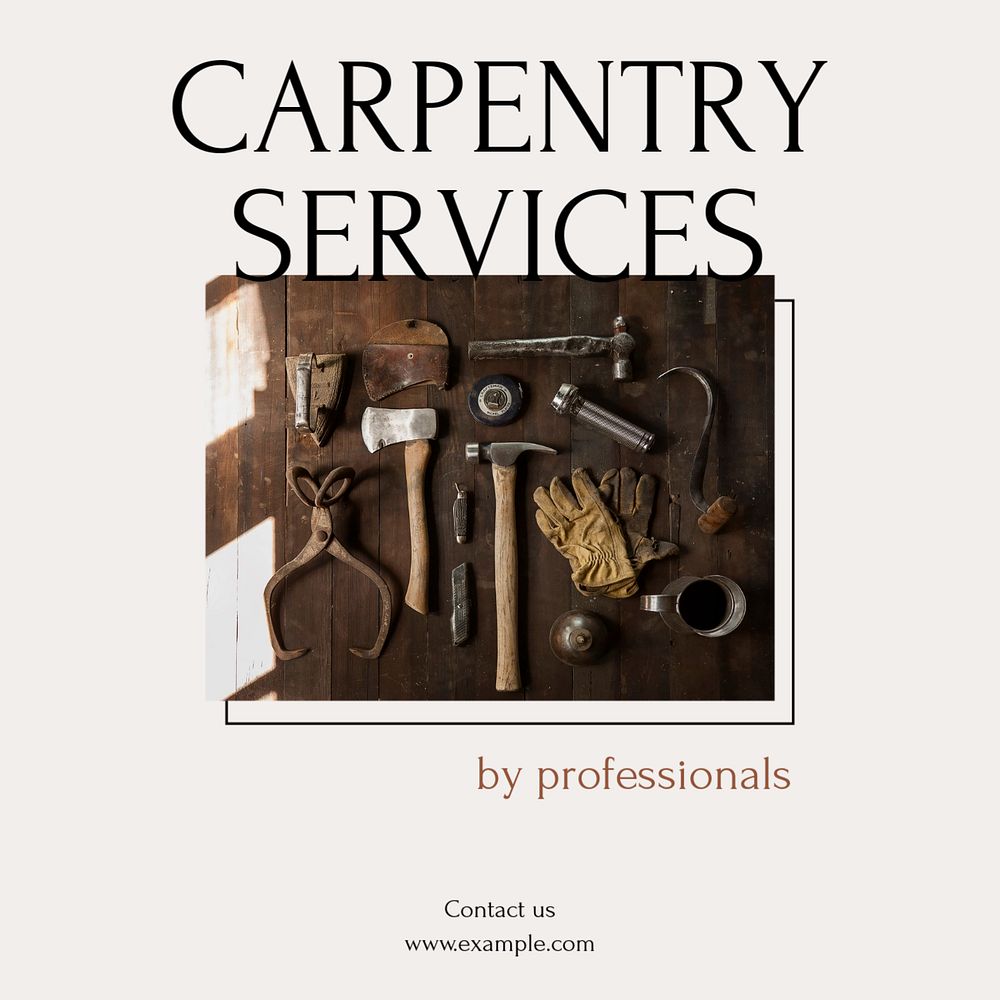 Carpentry services Instagram post template, editable social media design