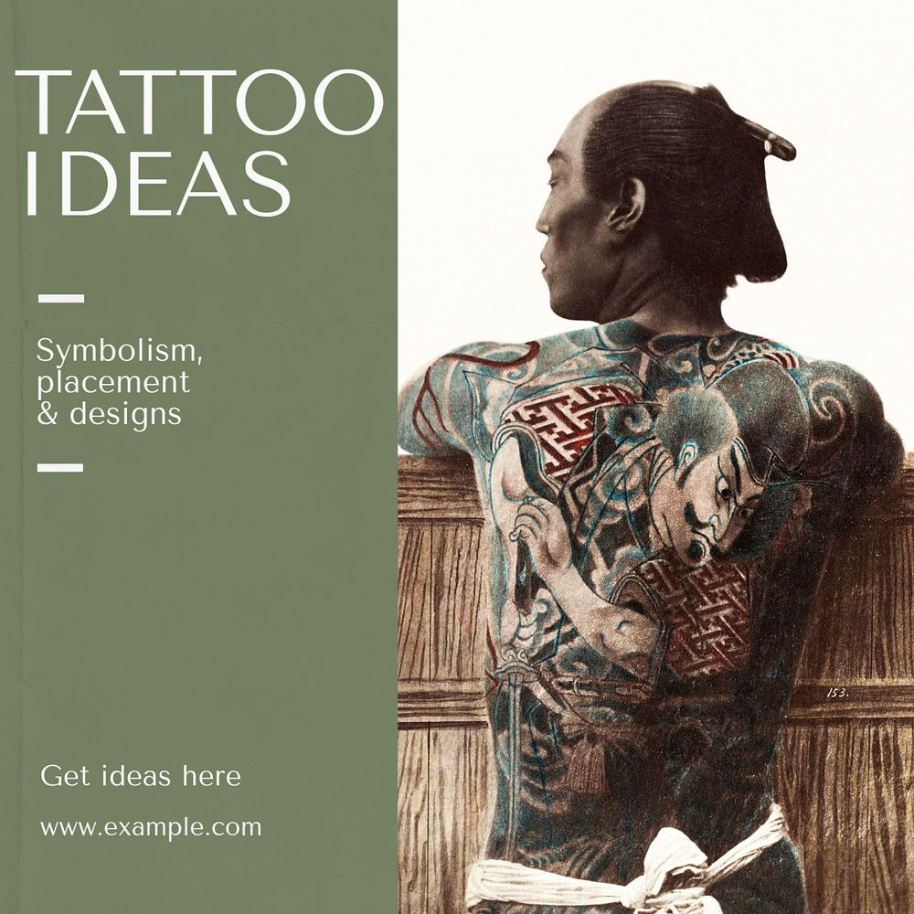 Tattoo ideas Instagram post template, editable design