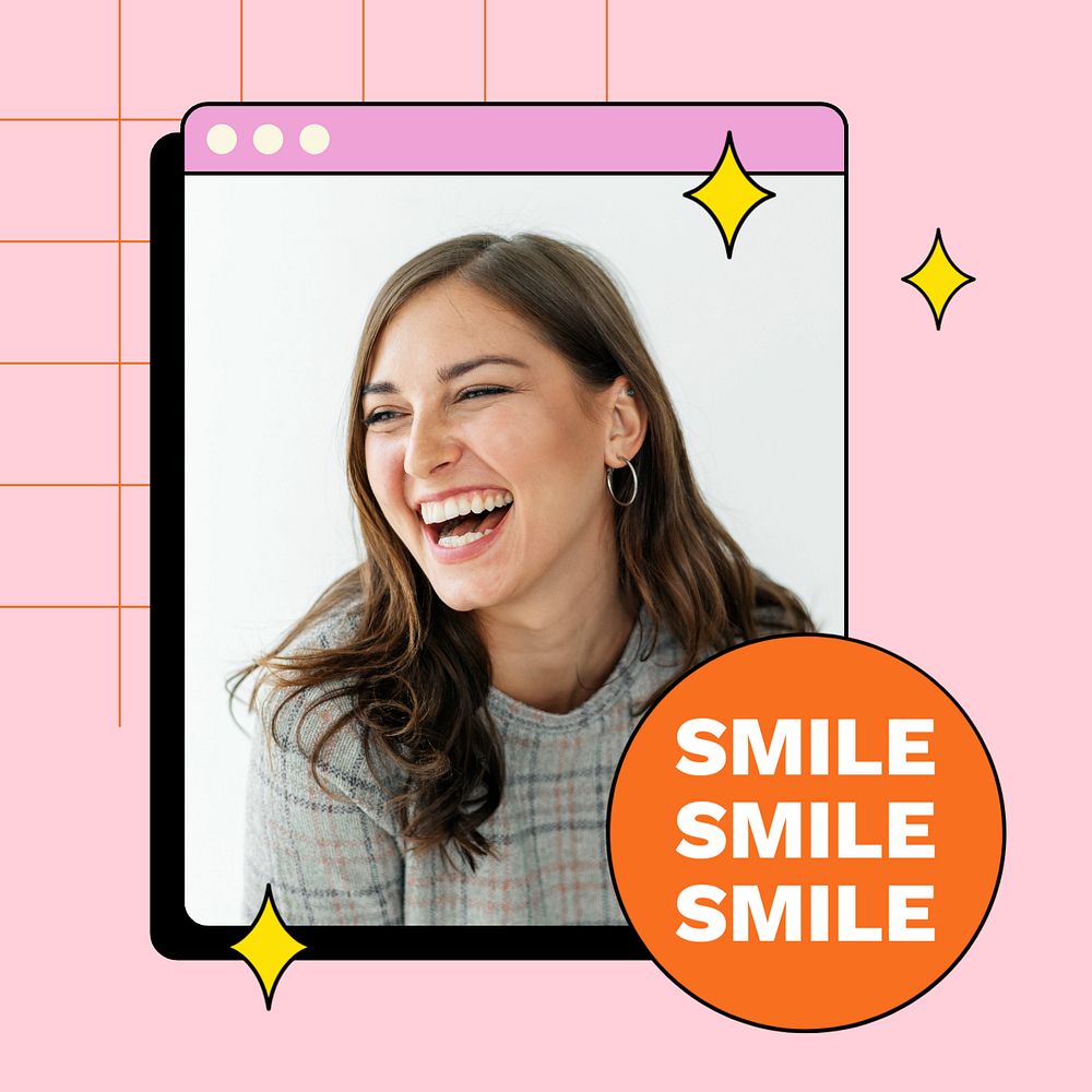 Smile Instagram post template, editable text