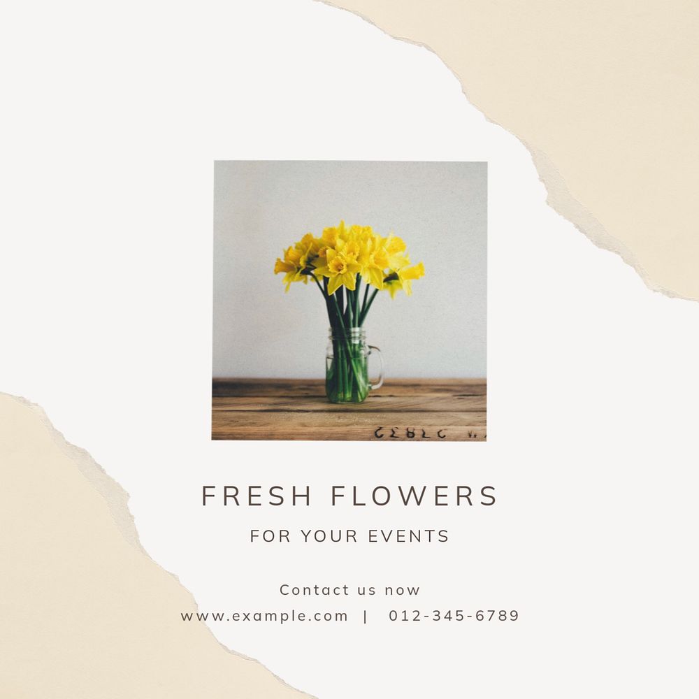 Fresh flowers Instagram post template, editable text