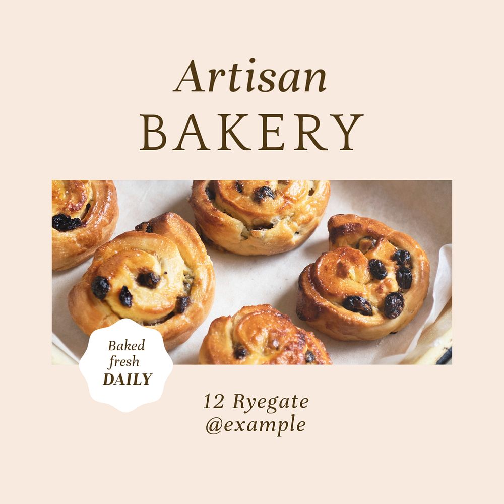 Artisan bakery Instagram post template, editable social media ad