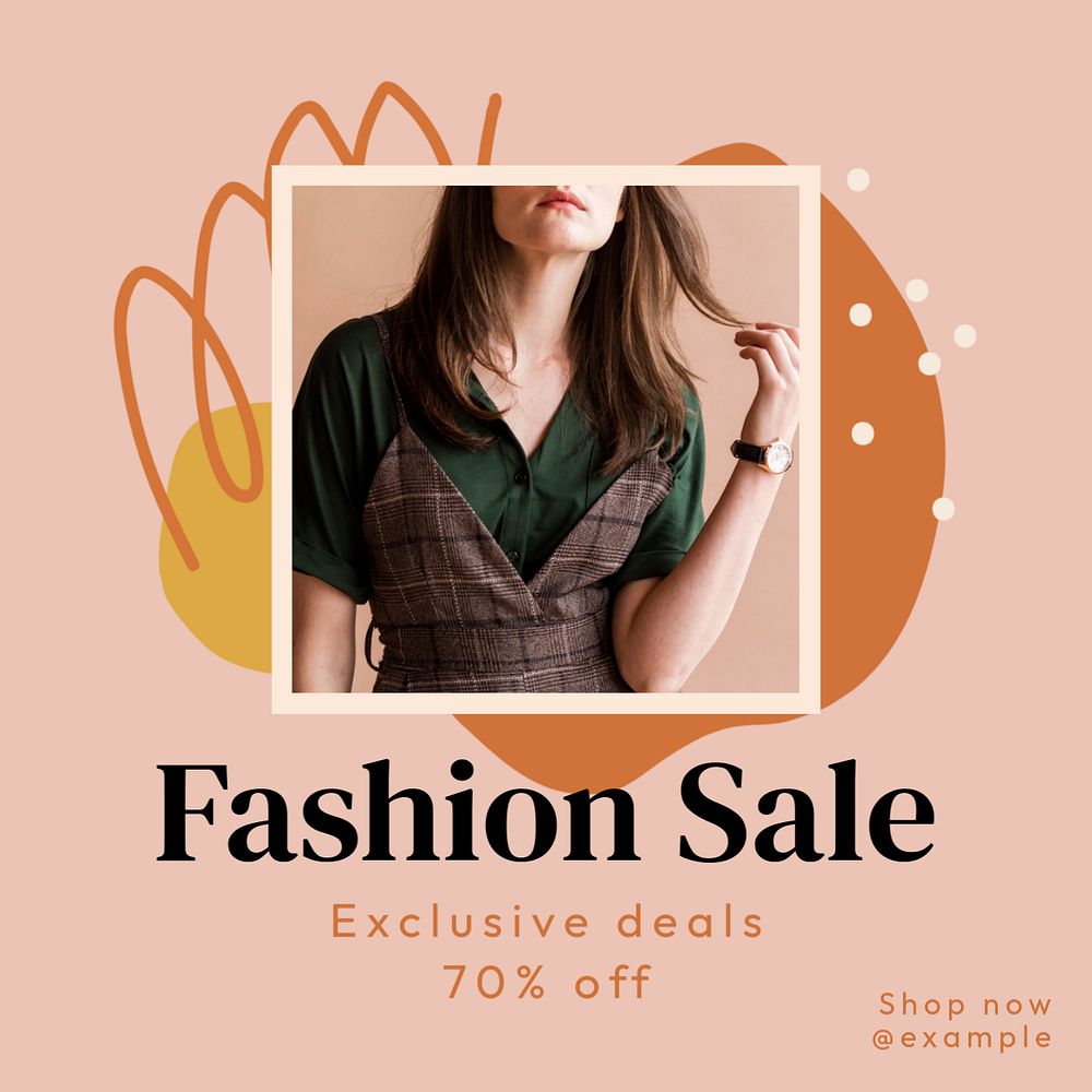 Fashion sale Instagram post template, editable text