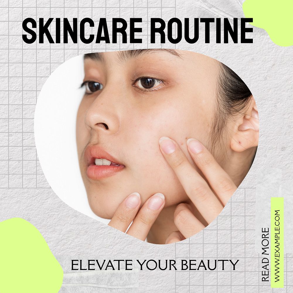 Skincare routine Instagram post template, editable design