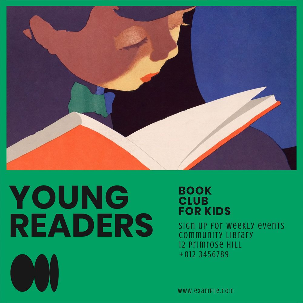 Young readers Instagram post template, editable text