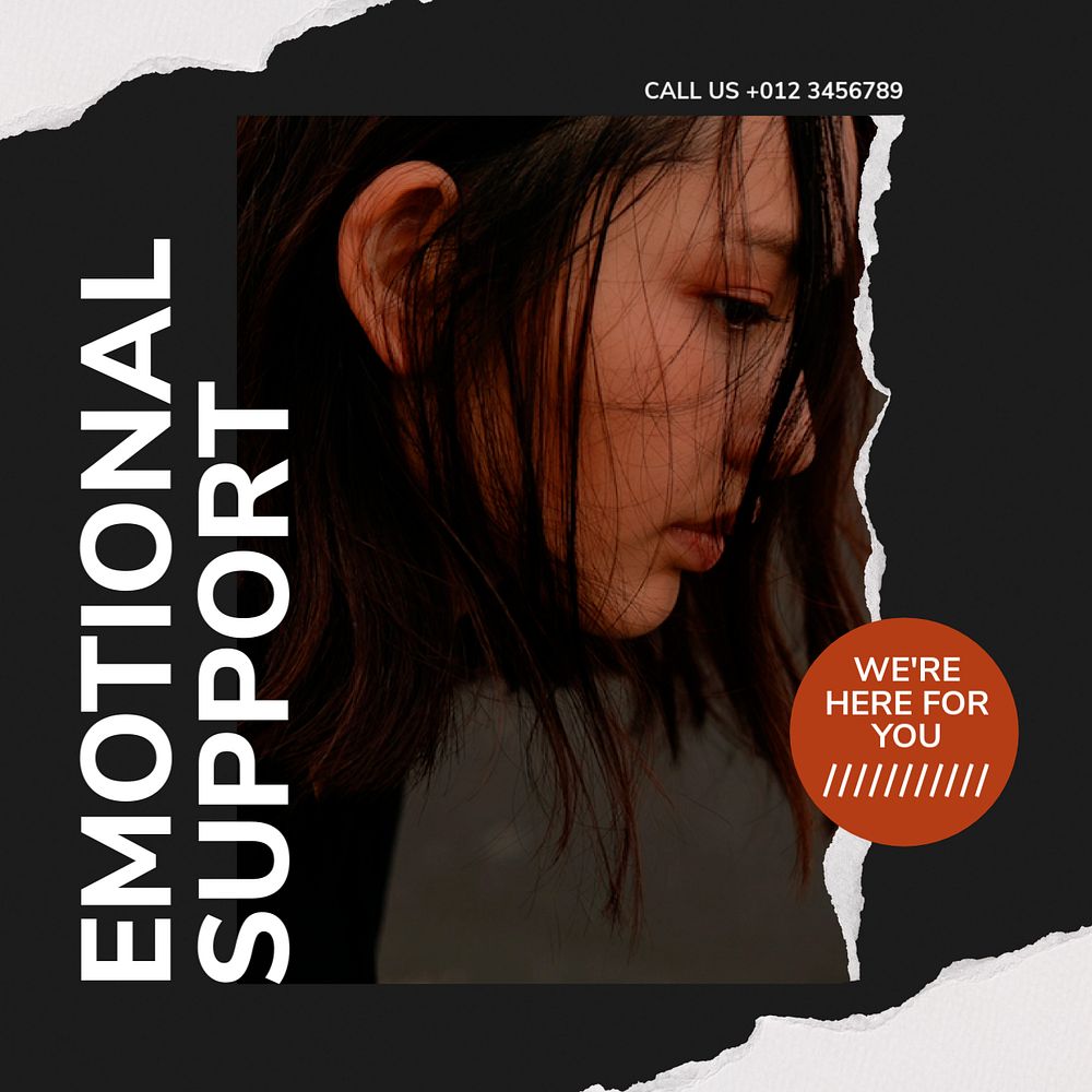 Emotional support Facebook post template, editable design