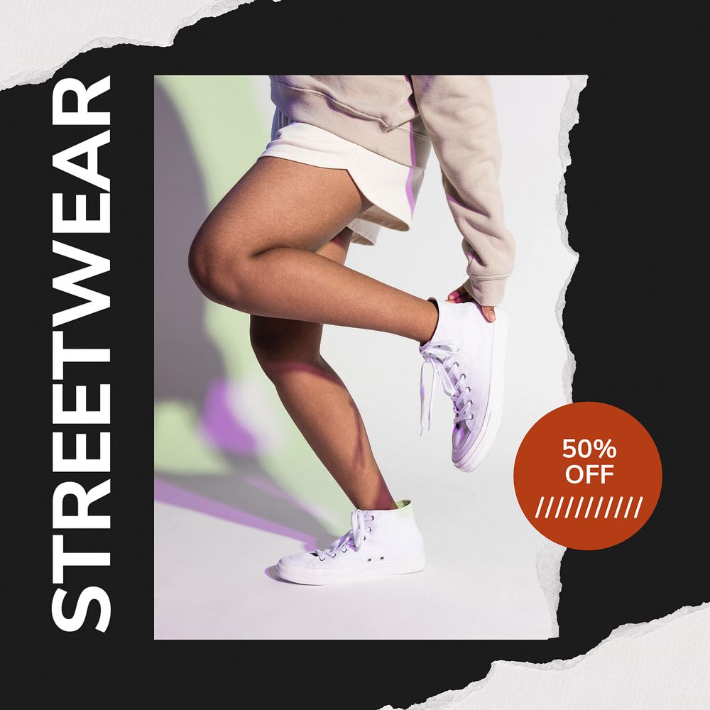 Streetwear sale Facebook post template, editable design