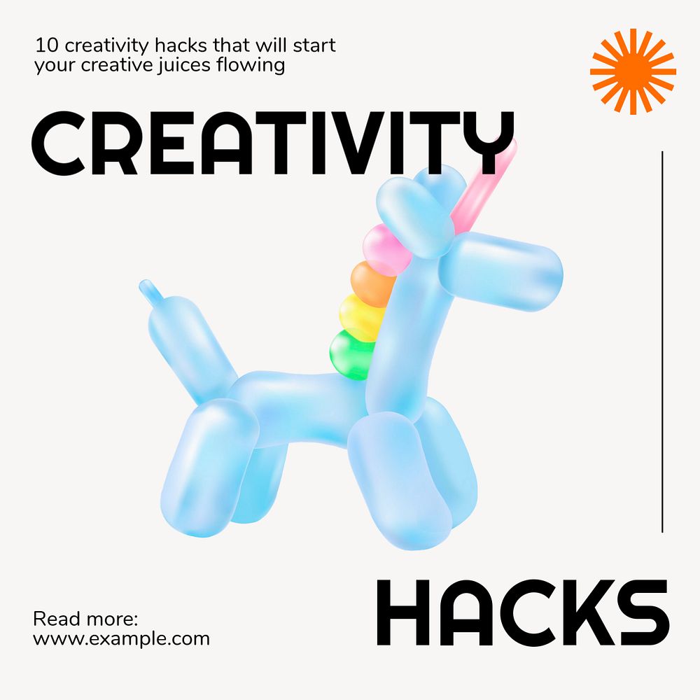 Creativity hacks Instagram post template, editable text