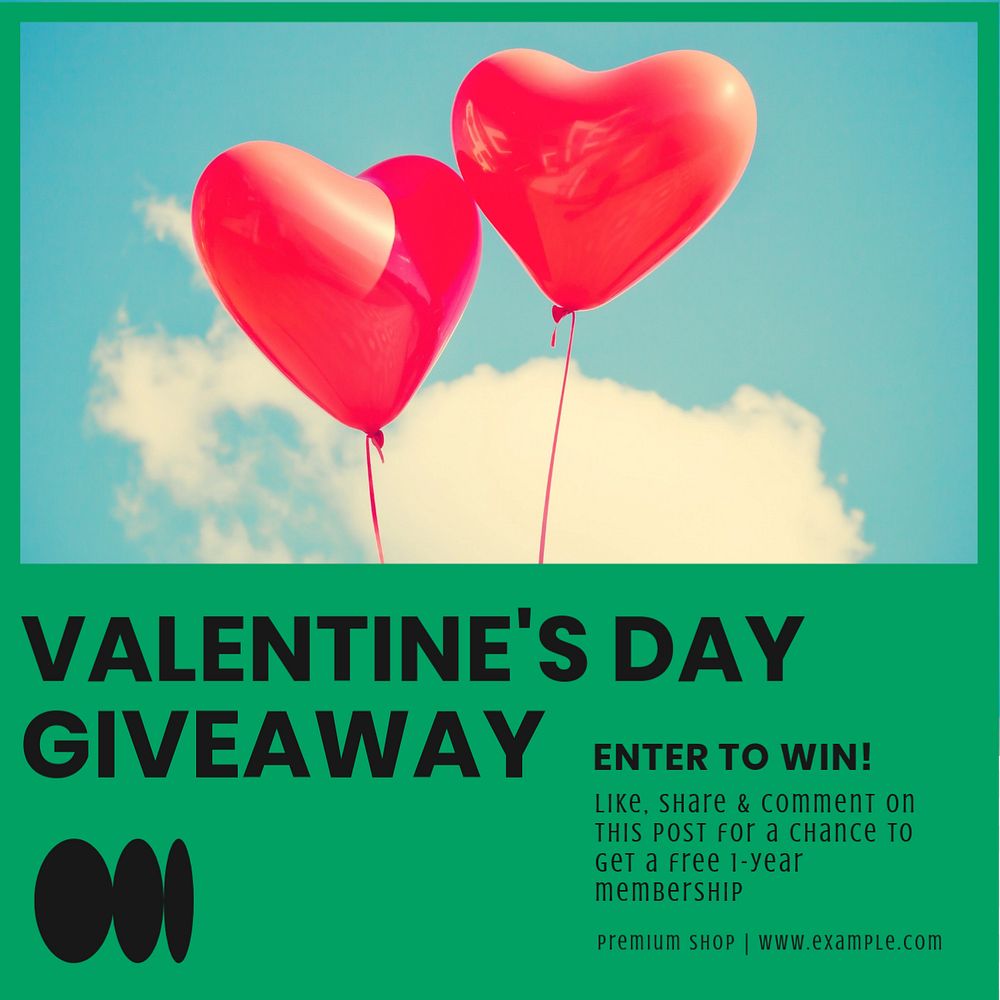 Valentine's day giveaway Instagram post template, editable social media ad