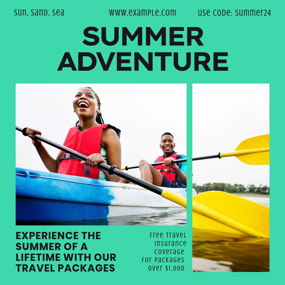 Summer adventure Instagram post template, editable design