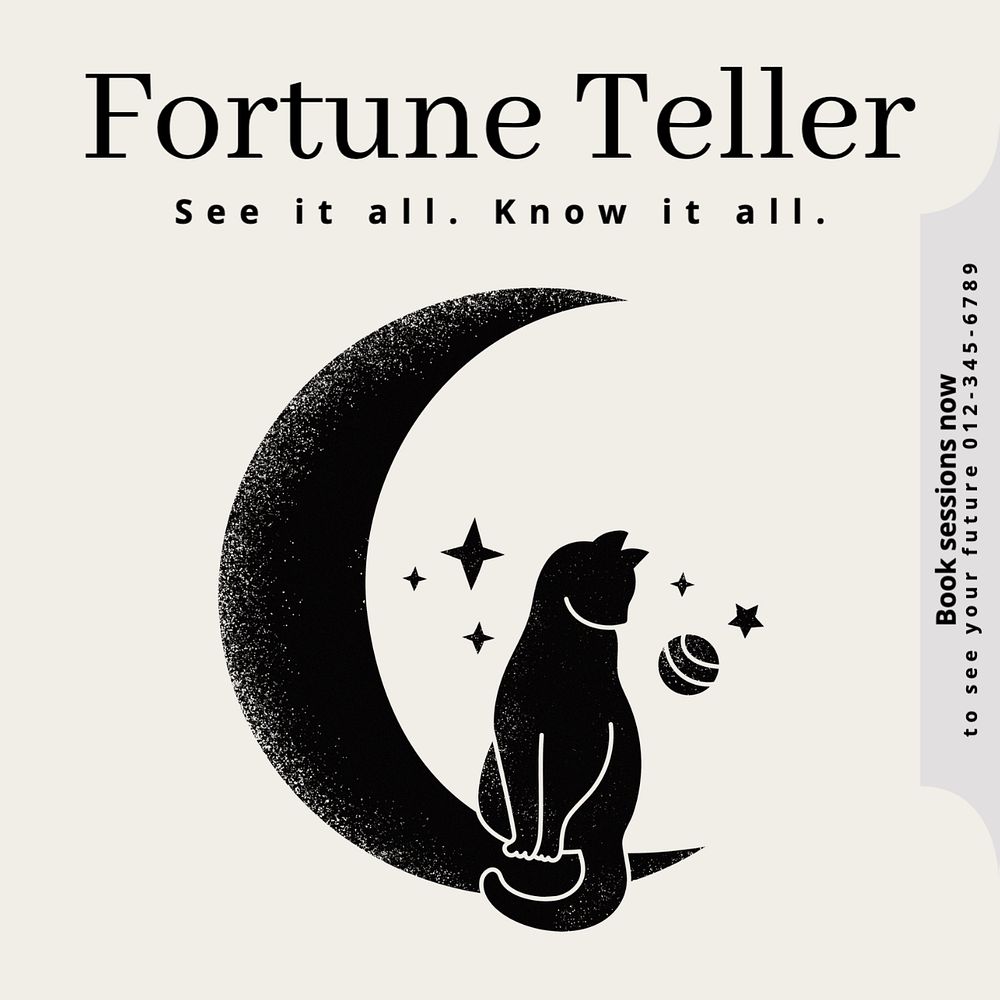 Fortune teller Instagram post template, editable text