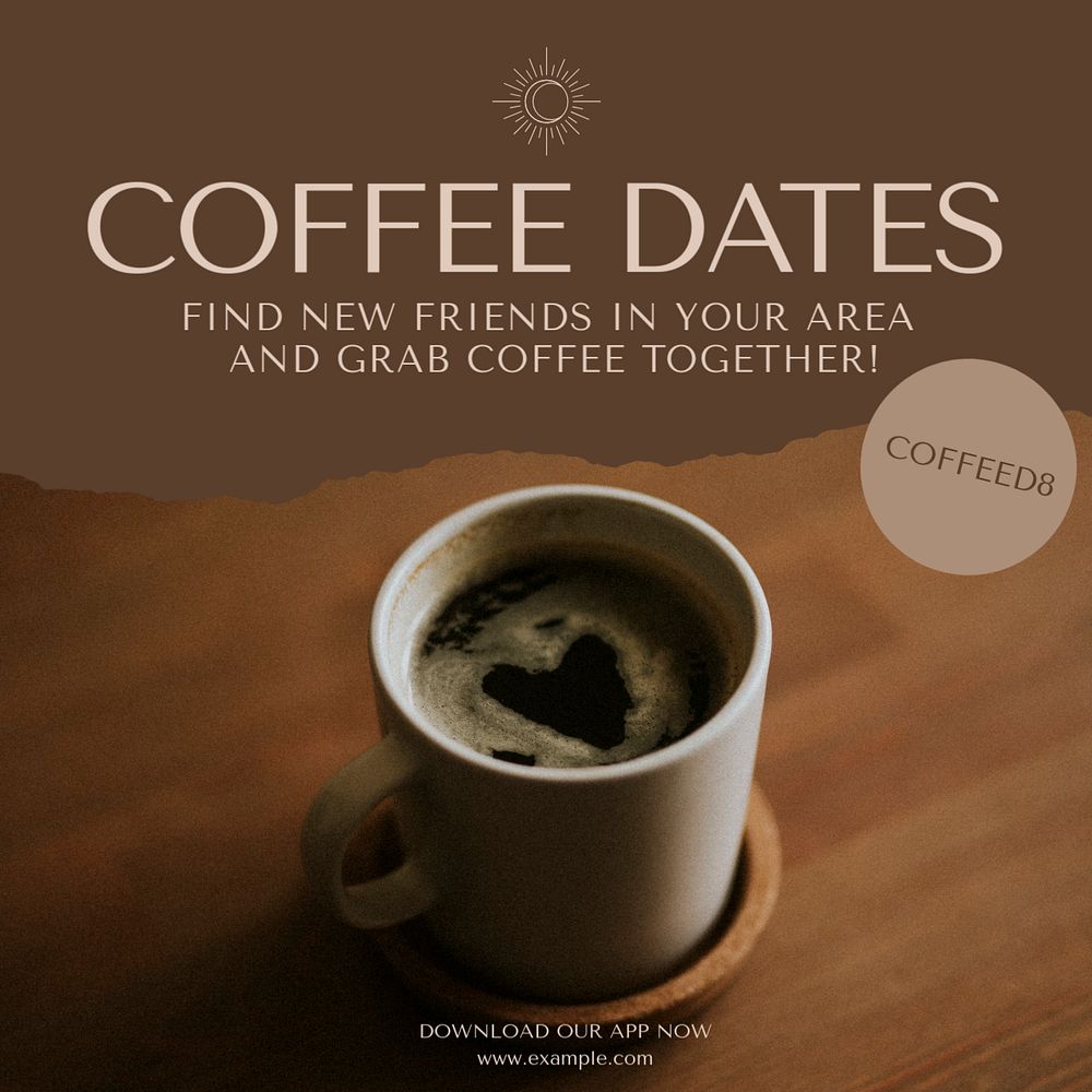 Coffee dates Instagram post template, editable social media design