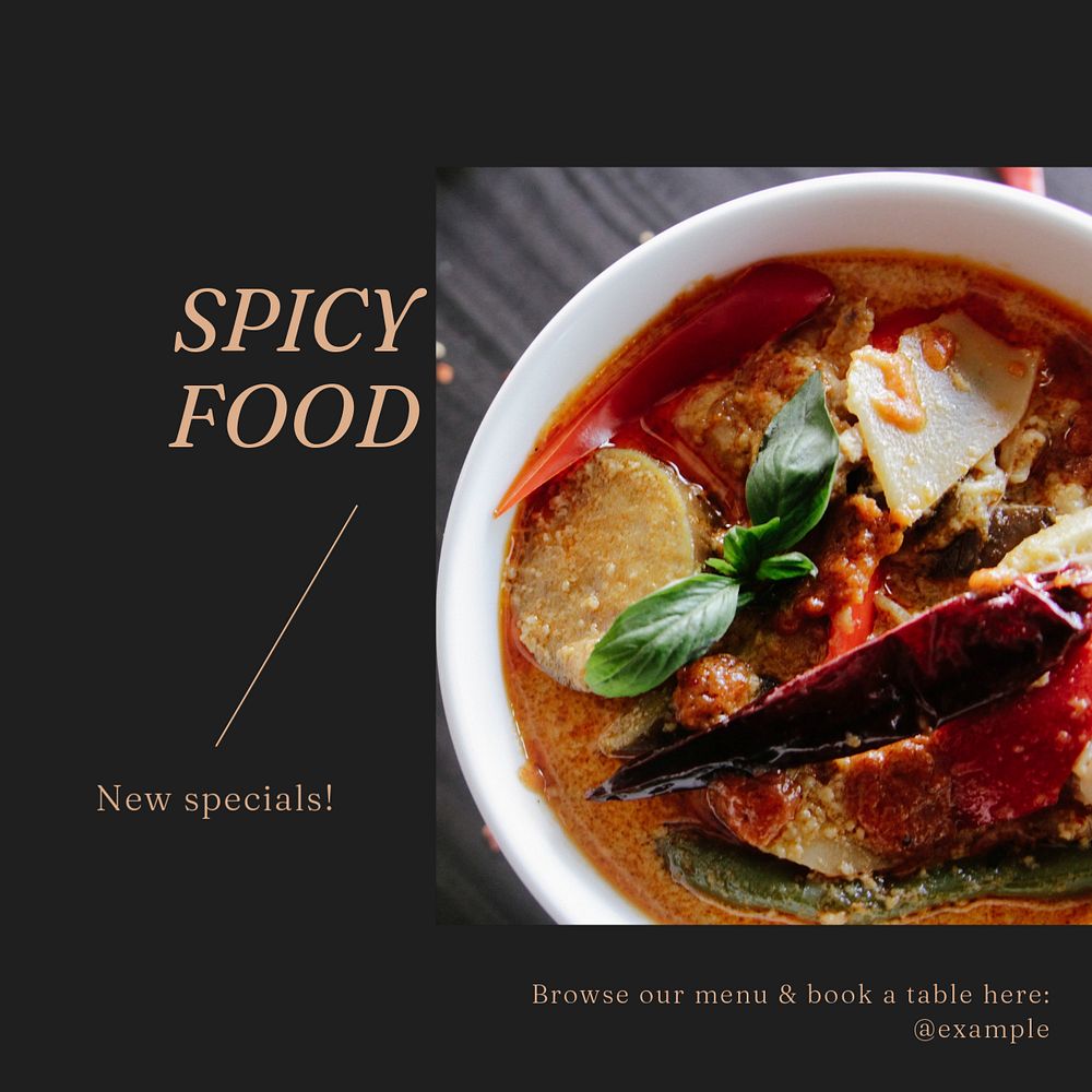 Spicy food Instagram post template, editable social media design