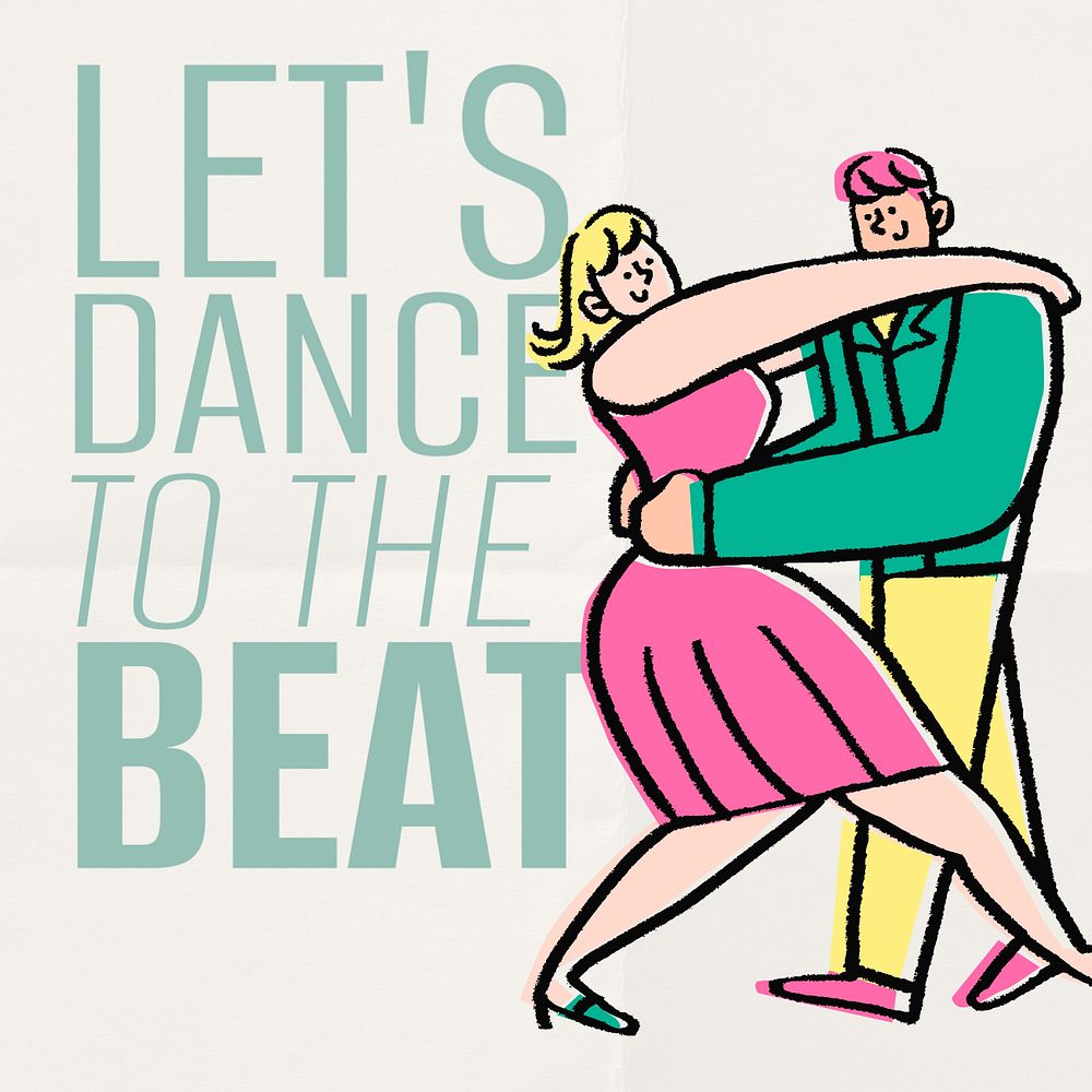 Let's dance Instagram post template, editable text