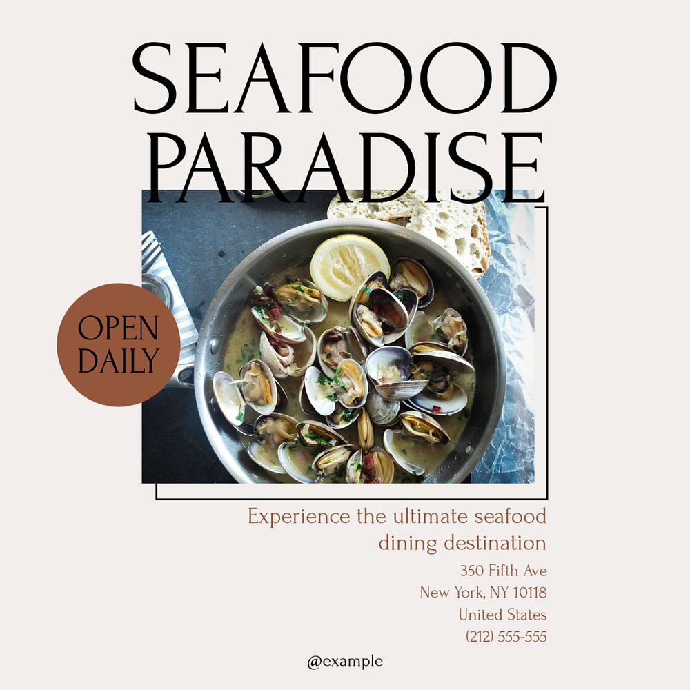 Seafood restaurant fish Instagram post template, editable social media design