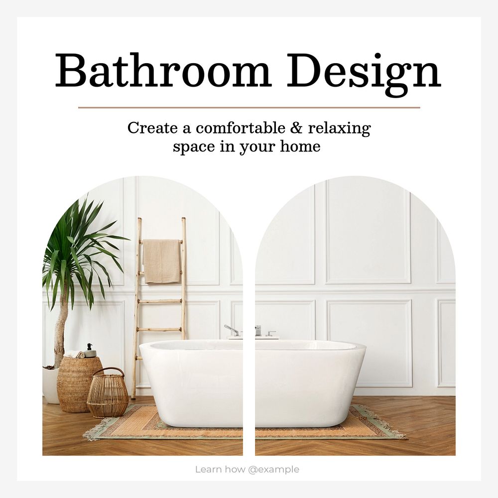 Bathroom design Instagram post template, editable social media ad