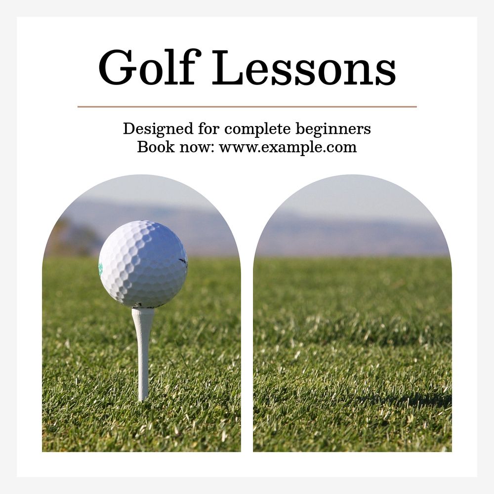 Golf lessons post template, editable text for social media