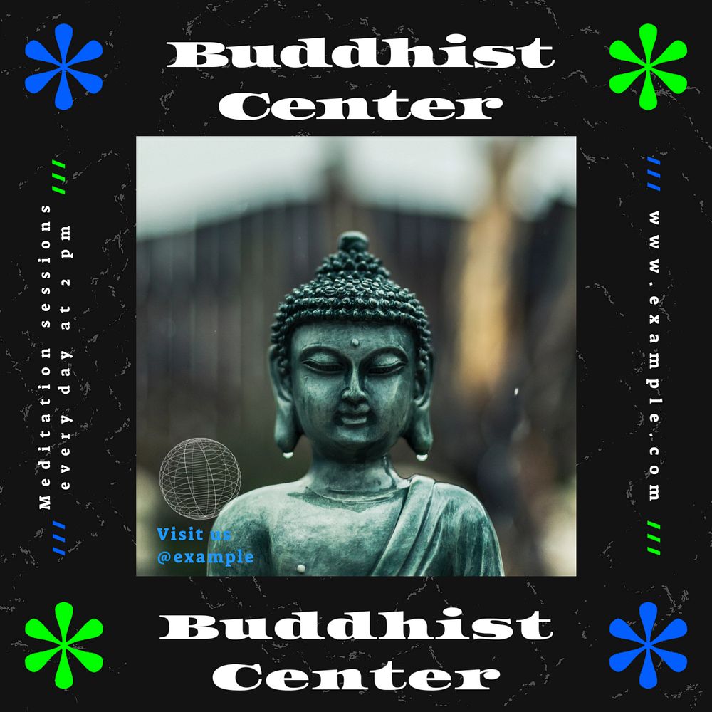 Buddhist center Instagram post template, editable social media design