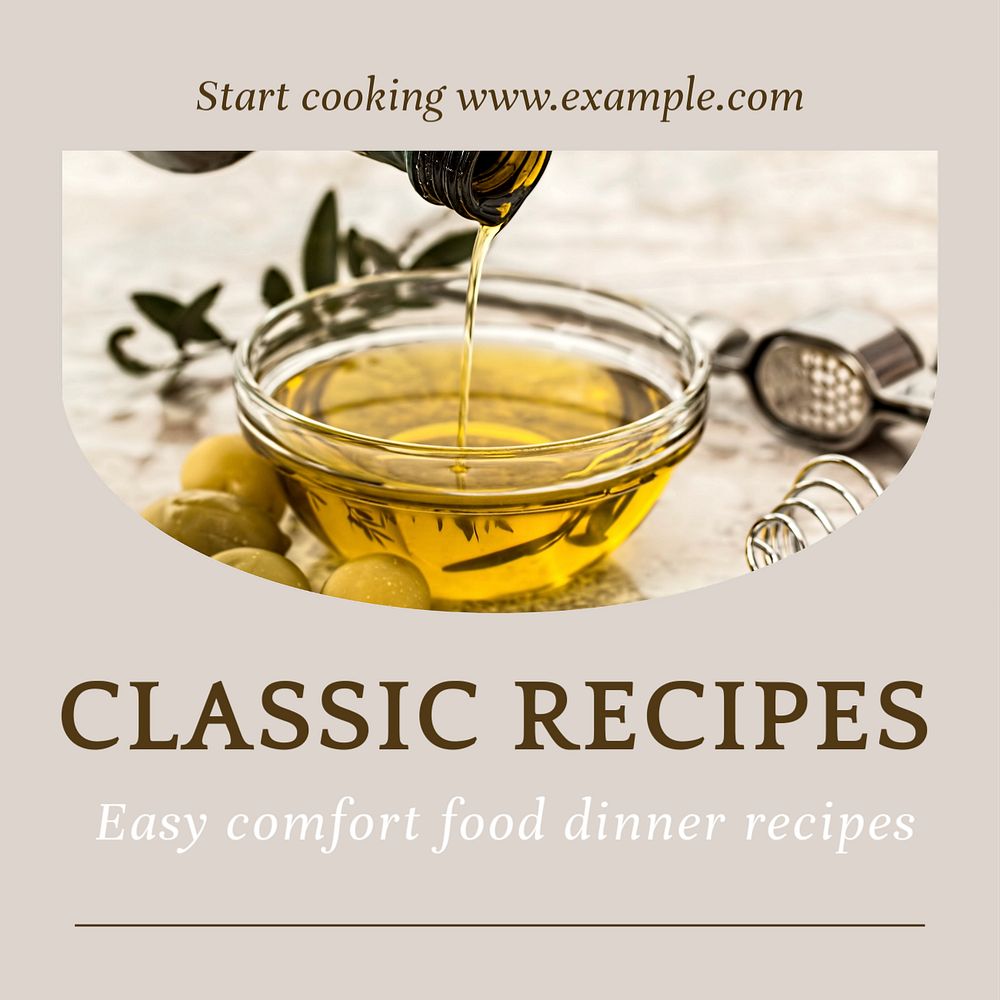 Food recipes Instagram post template, editable social media design