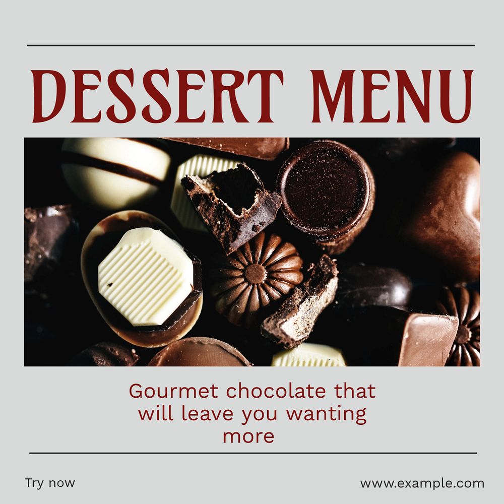 Dessert menu Instagram post template, editable social media ad