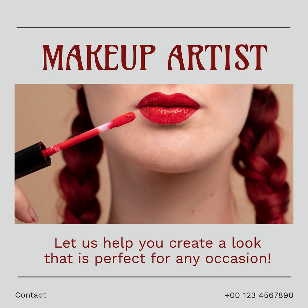 Makeup artist Instagram post template, editable social media ad