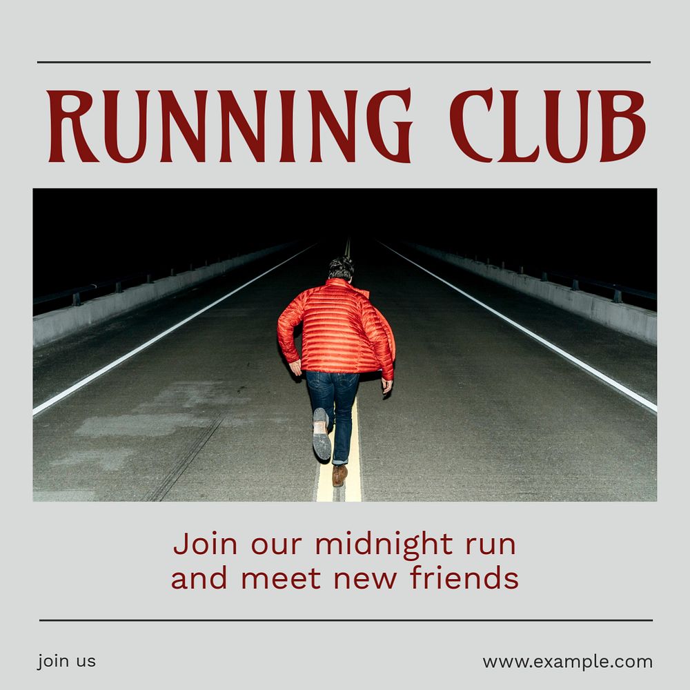 Running club  Instagram post template, editable social media ad