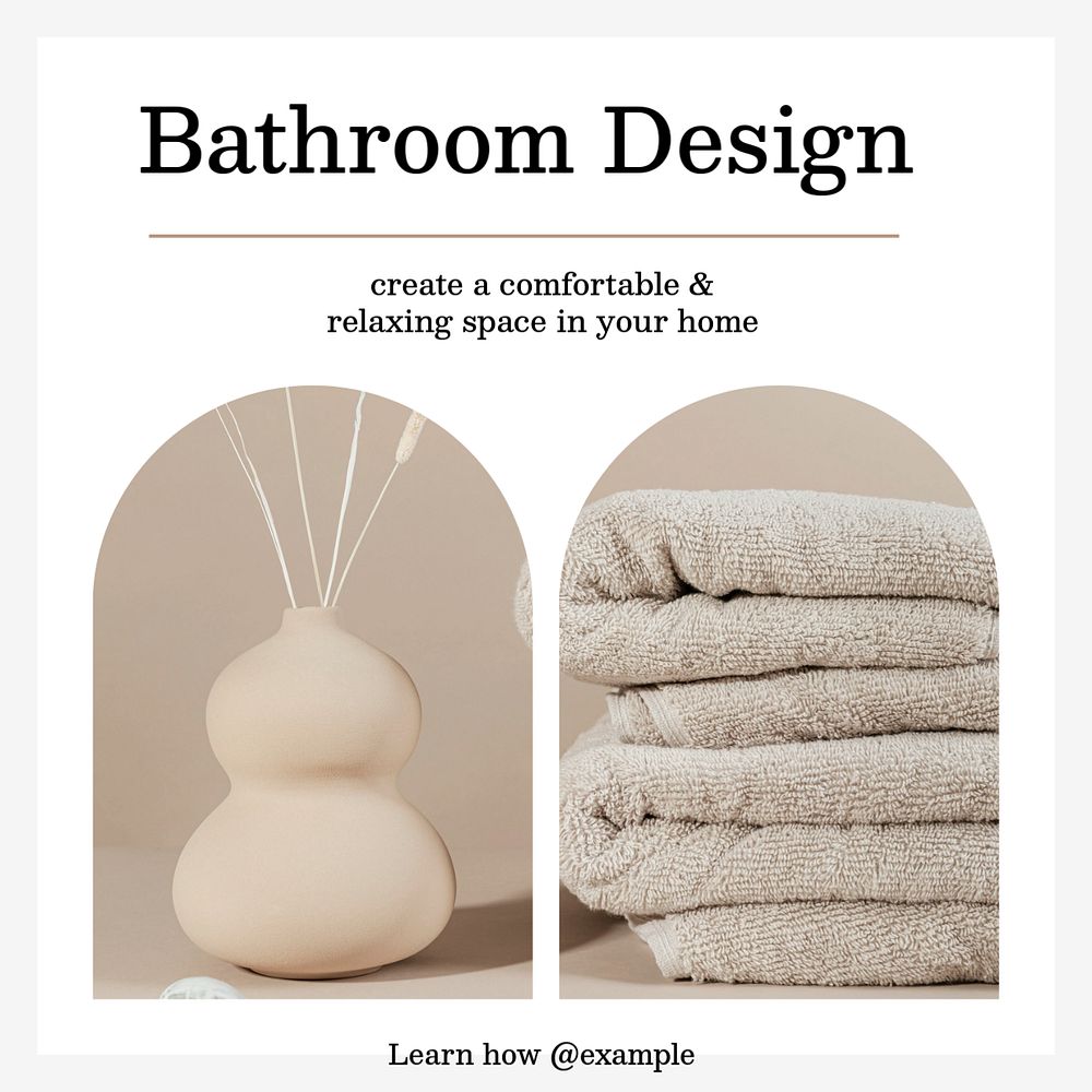 Bathroom design Instagram post template, editable social media ad