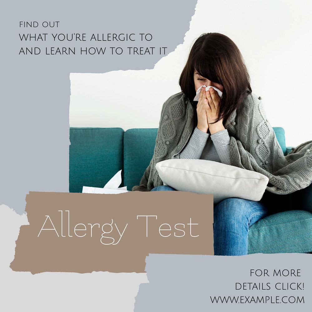 Allergy test Instagram post template, editable social media design