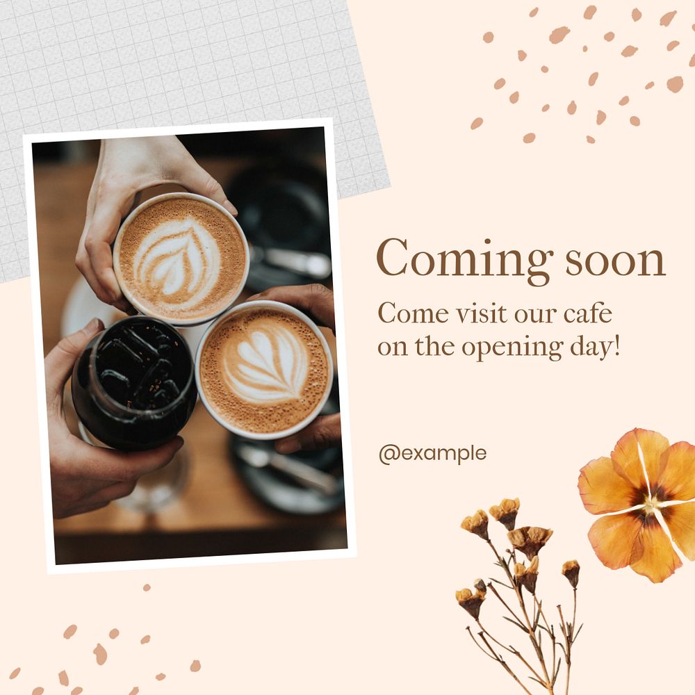 Coming soon post template, editable text for social media