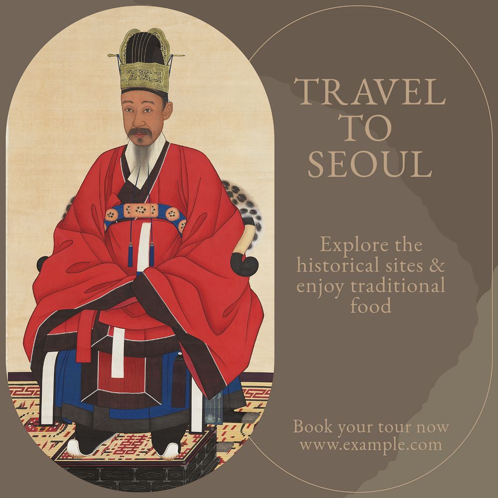 Travel to Seoul Instagram post template, editable social media design