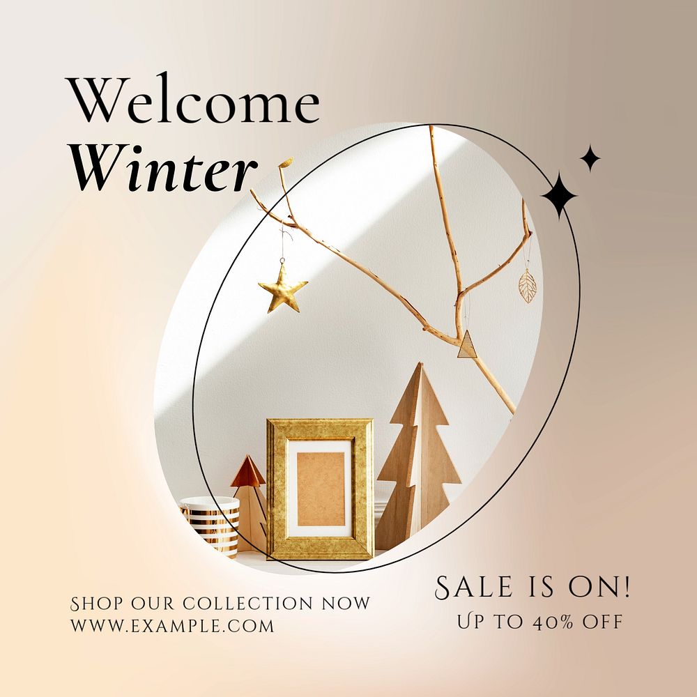 Welcome winter sale Instagram post template, editable social media ad