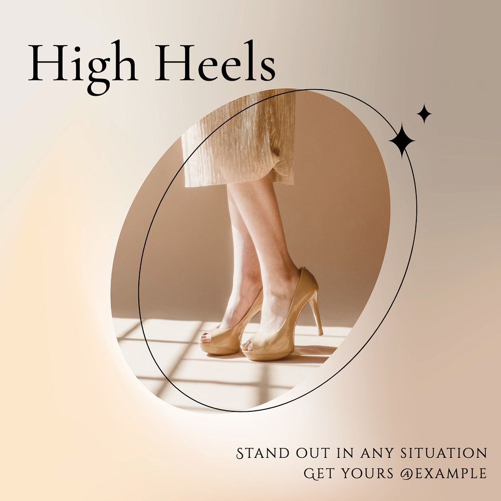 High heels Instagram post template, editable text